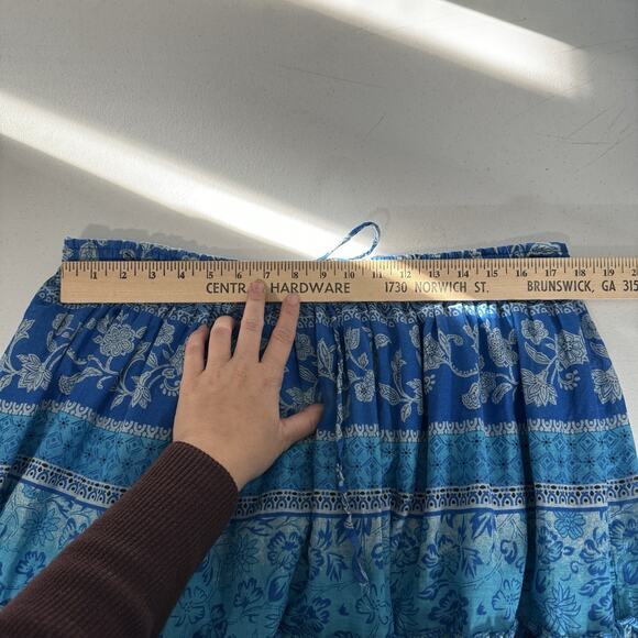 Jane Ashley Patchwork Gypsy Maxi Skirt Size 2X Blue Floral Tiered Boho Peasant - Picture 5 of 9